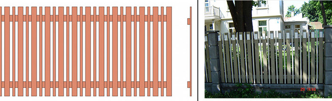 Модульный евро-забор из широких и узких планок для коттеджа