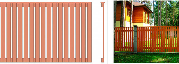 Модульный евро-забор для коттеджа, загородного дома. Прямоугольная секция с дождевой планкой